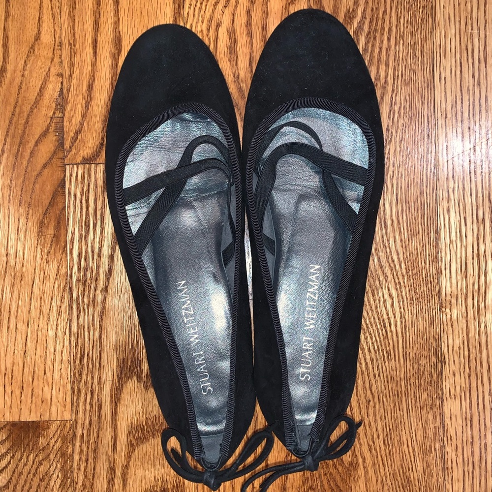 Stuart Weitzman Black Velvet Ballet Flats